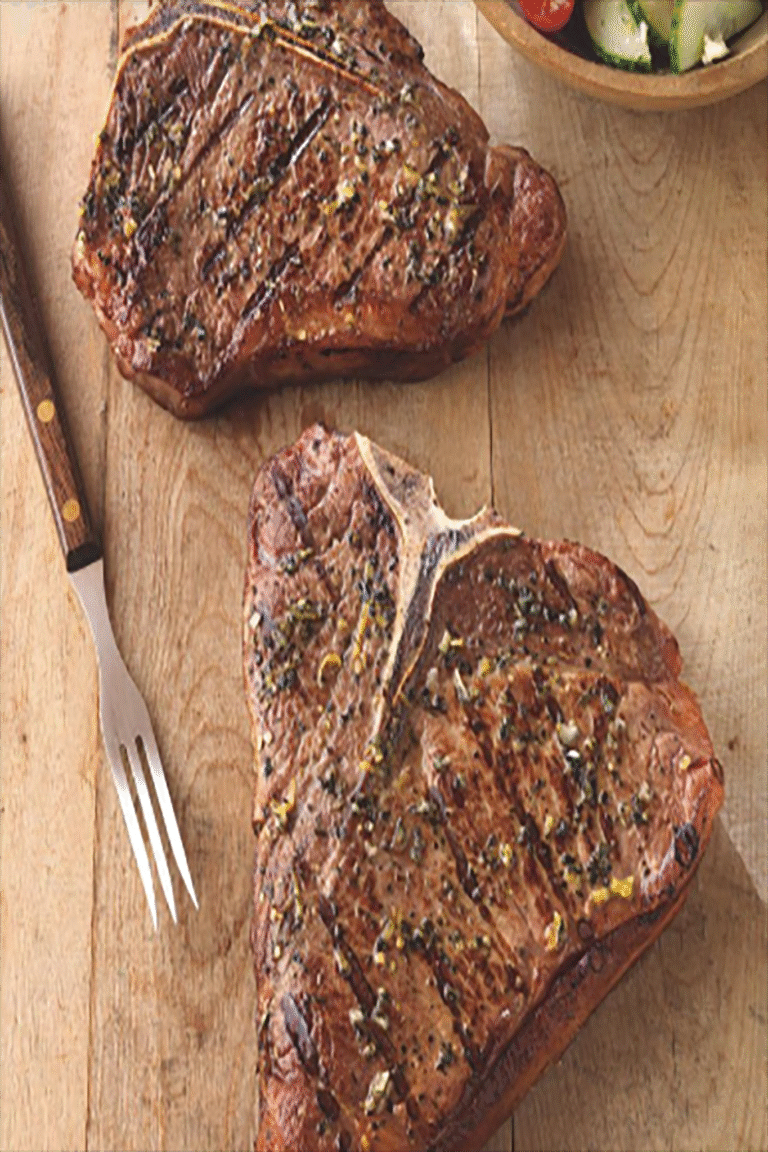 USDA T-bone steak in the woods